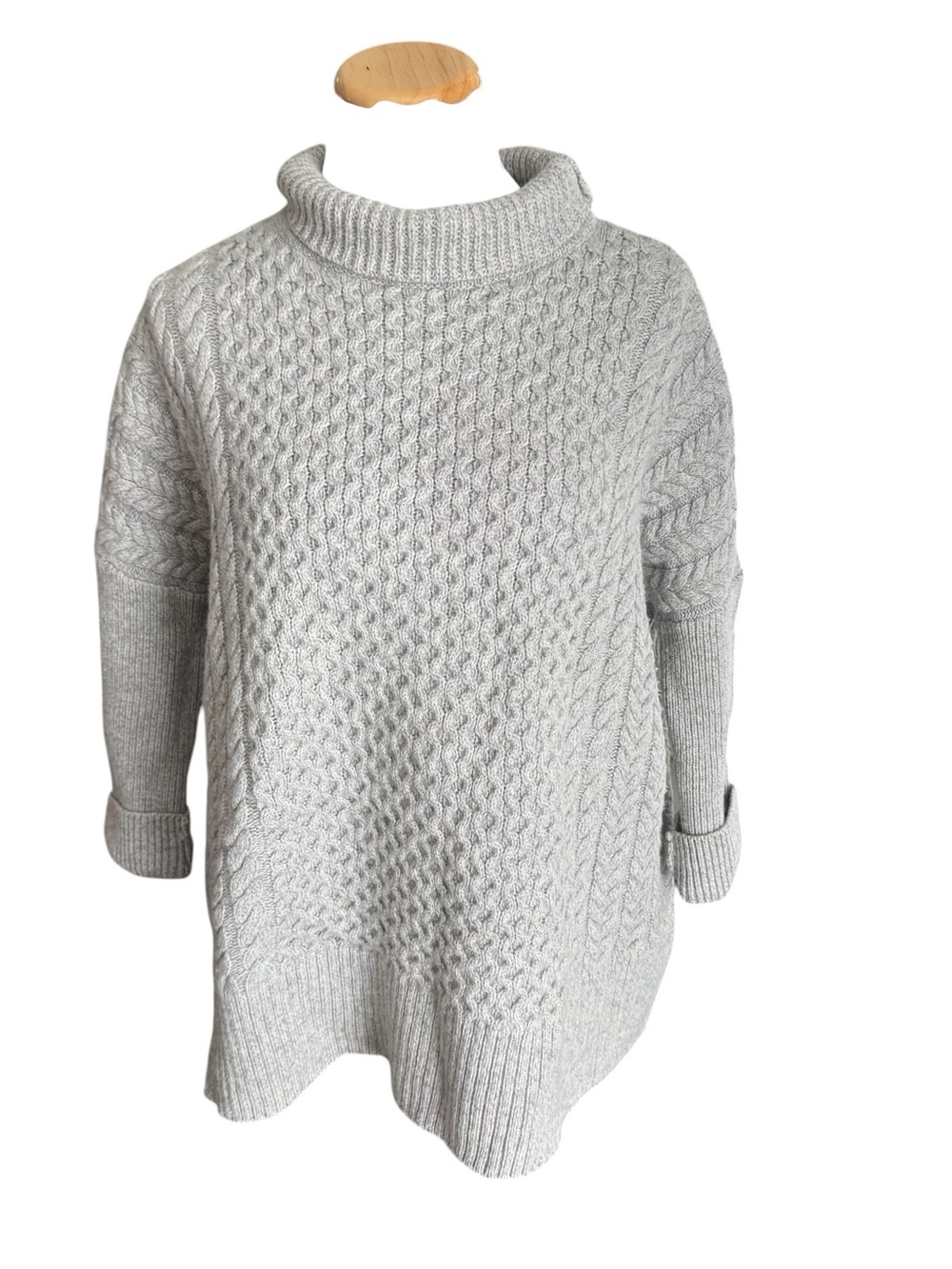 AYR Merino Wool Cozy Cable Knit Turtleneck Sweater